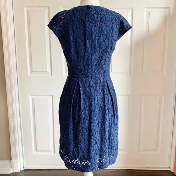 Madewell Navy Blue Lace A-line Pleated Dress - Picture 3 of 6